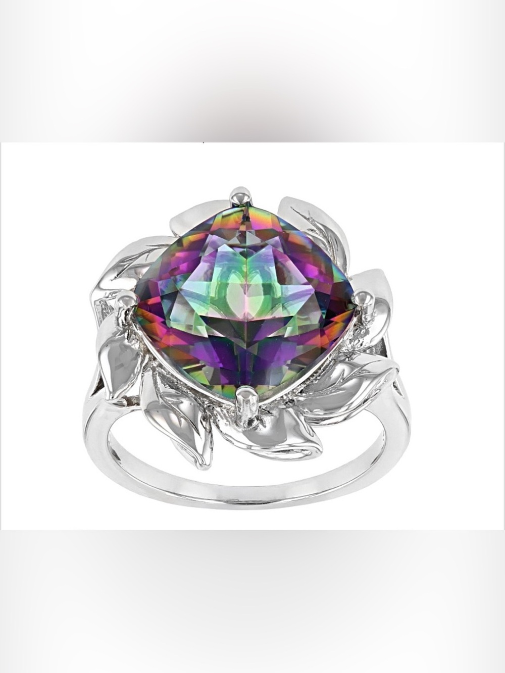 JTV Multi-Color Quartz Rhodium Over Sterling Silver Solitaire Ring 5.53ct